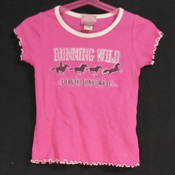 COWGIRL HARDWARE | size 4 | Running Wild Cowgirl Hardware Pink Graphic Tee - Picture 1 of 15